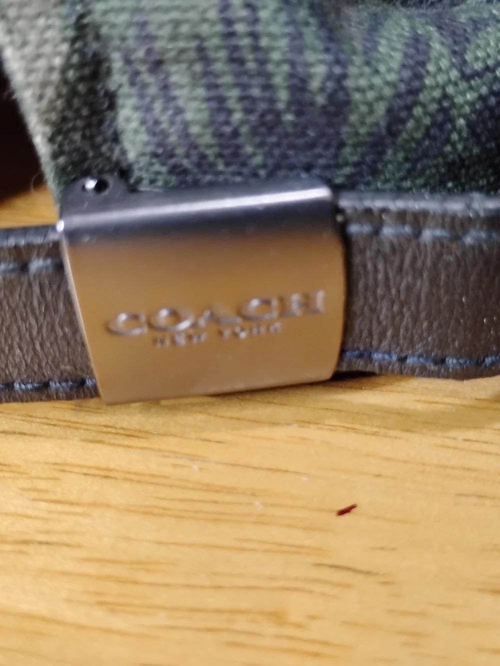 COACH Floral Camouflage Leather Brim Baseball Cap - Olive Green/Black - Picture 3 of 4